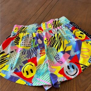 Zumba Fitness Multicolor Smiley & Geometric Print Shorts